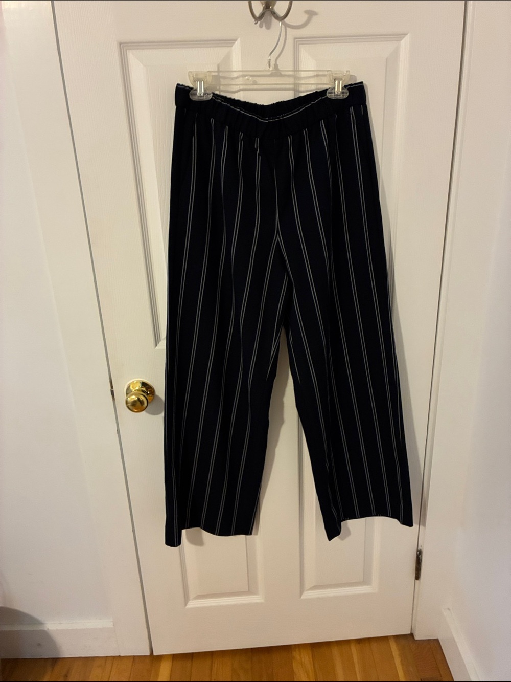 Banana Republic Navy Blue Pinstripe Pull-On Trousers